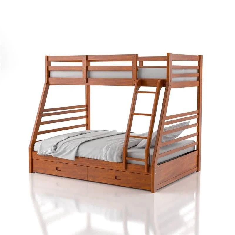 Furniture of America Bunk Bed Oaklie Transitional Twin over Full Bunk Bed