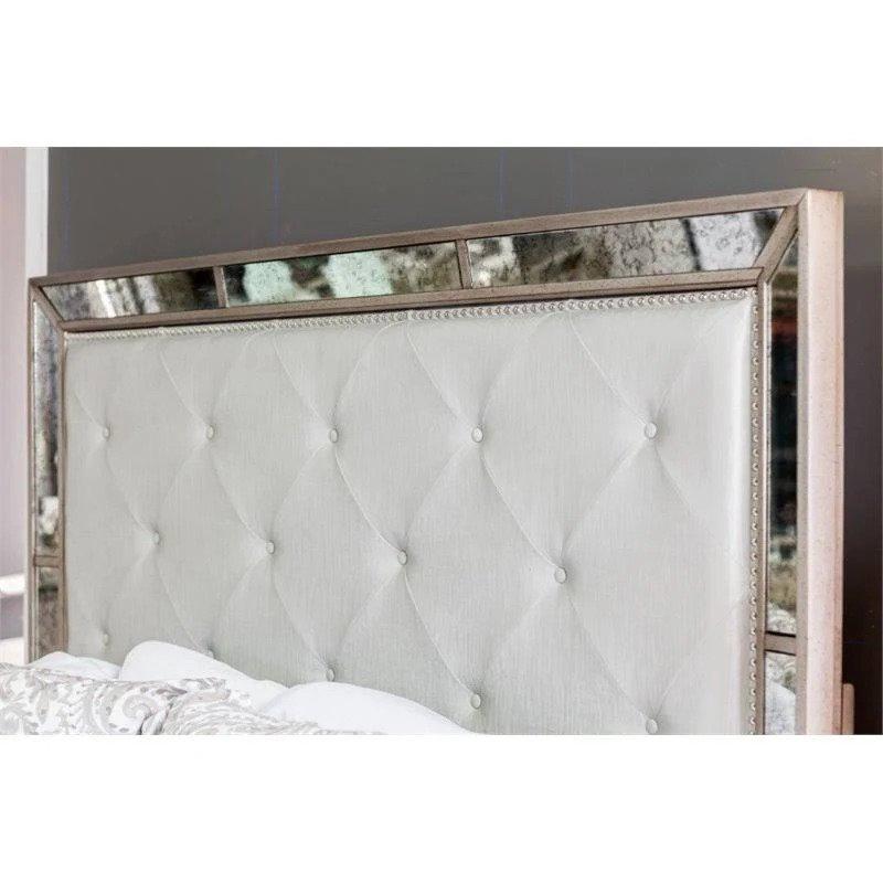 Furniture of America Beds Stolte Glam Style Champagne Upholstered Queen Bed