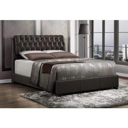 MYCO Bed full / brown Barnes Full Bed in Black Faux Leather