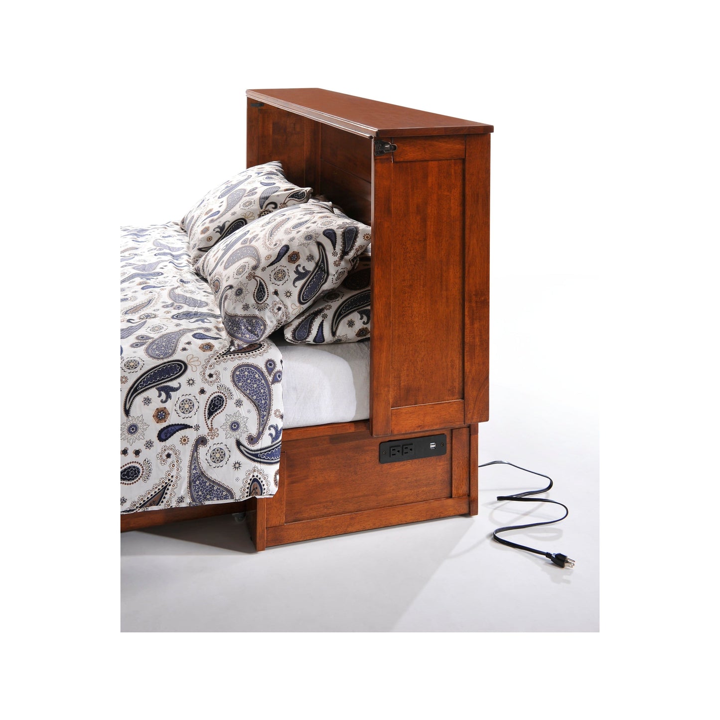 Night and Day Clover Murphy Cabinet Bed in Cherry Finish with Mattress