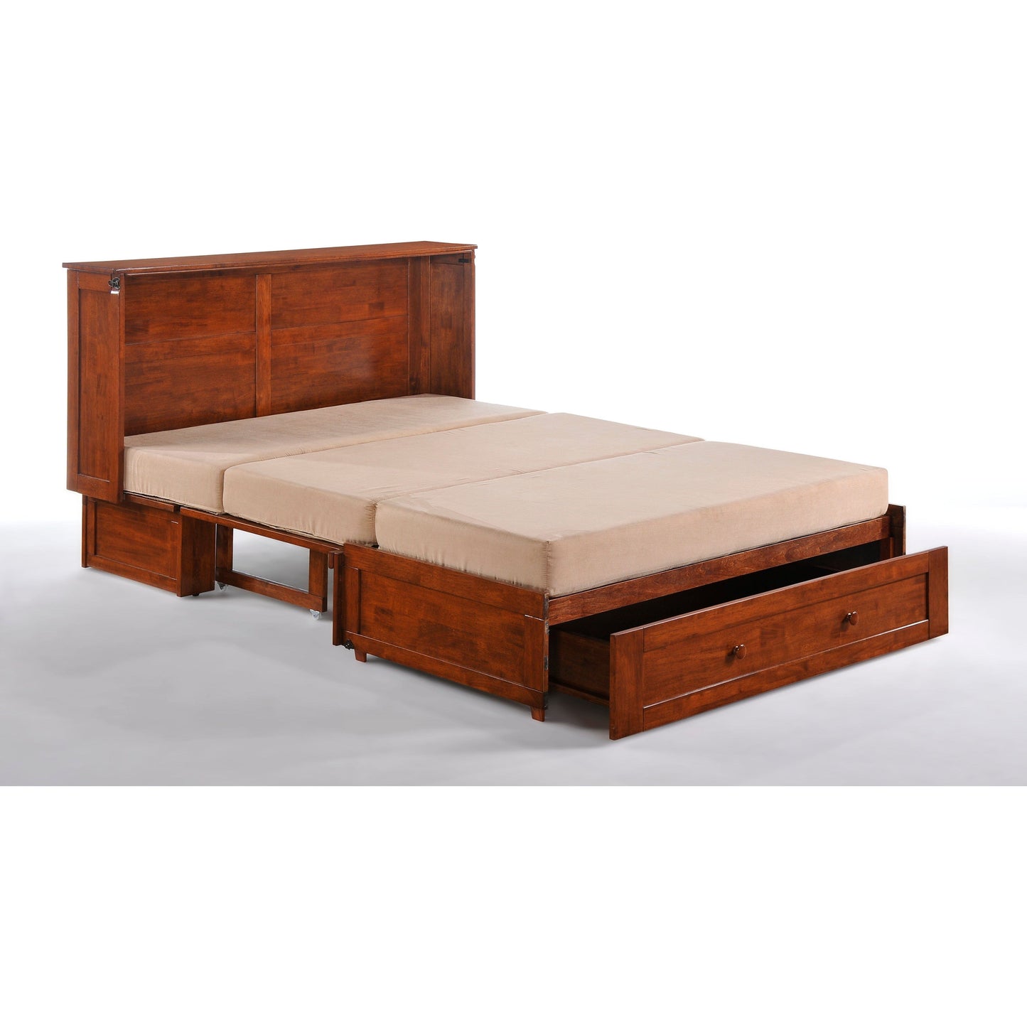 Night and Day Clover Murphy Cabinet Bed in Cherry Finish with Mattress